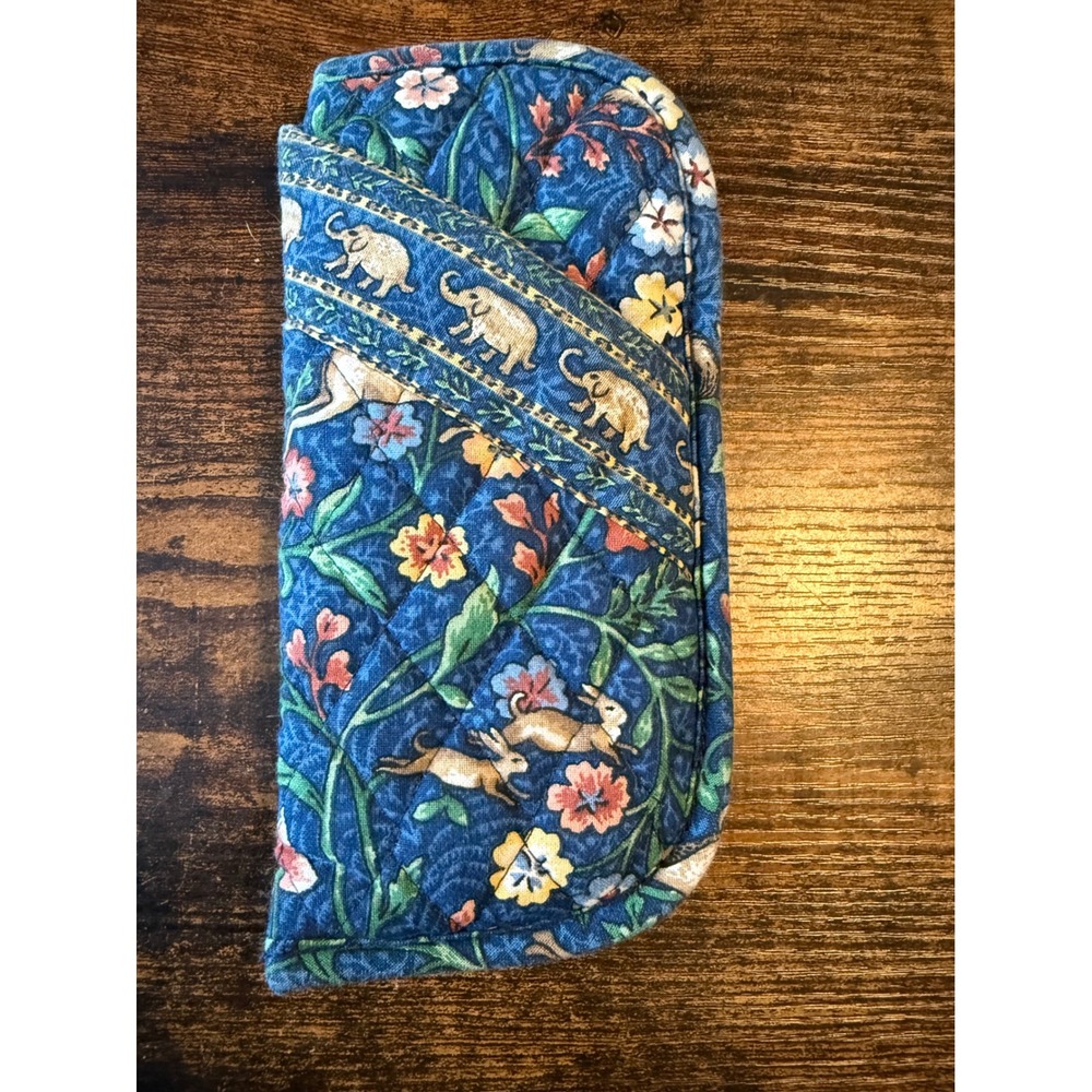 Vintage Vera Bradley Animal Kingdom Quilted Double Eyeglass Case Blue Print